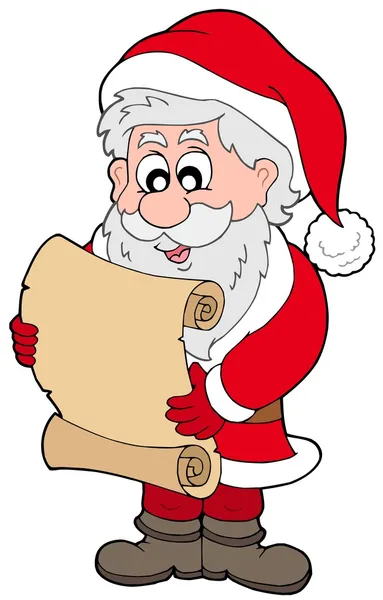 Santa Claus reading parchment — Stock Vector