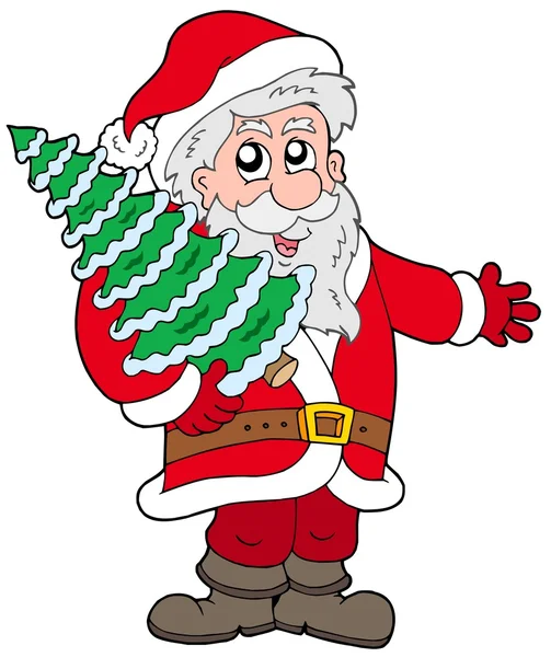 Santa Claus with Christmas tree — Stock Vector