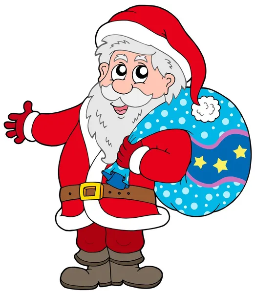 Санта Клаус с большим количеством подарков — стоковый вектор