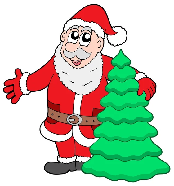 Weihnachtsmann mit Baum — Stockvektor