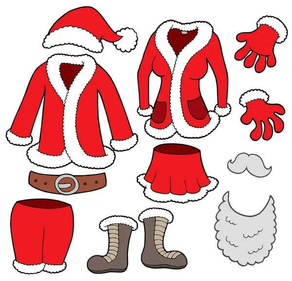 Weihnachtsmann-Klauseln Kleidersammlung — Stockvektor