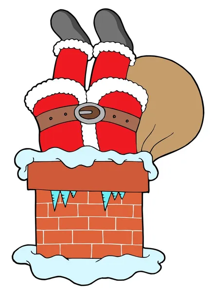 Santa Clauses legs with chimney — Stock Vector