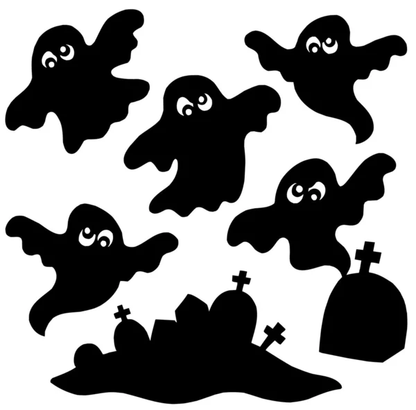 Scary ghosts silhouettes collection — Stock Vector