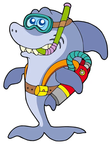 Buceador de tiburones — Vector de stock