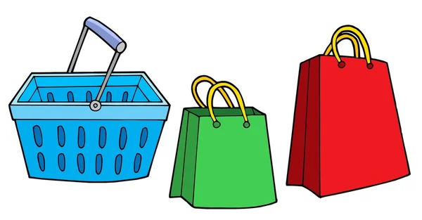 Alışveriş sepeti ve çantalar — Stockvector