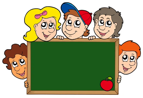 Çocuklar ile okul yazı tahtası — Stok Vektör