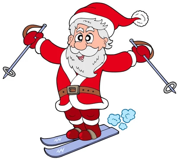 Skiing Santa Claus — Stock Vector