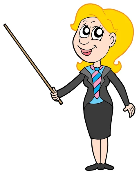 Femme d'affaires souriante avec pointeur — Image vectorielle
