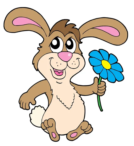 Lachende konijn met bloem — Stockvector