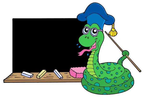 Insegnante serpente con lavagna — Vettoriale Stock