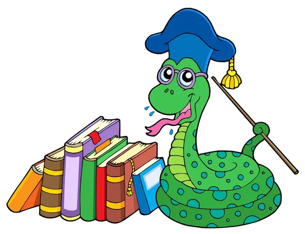 Φίδι δάσκαλος με βιβλία — Διανυσματικό Αρχείο