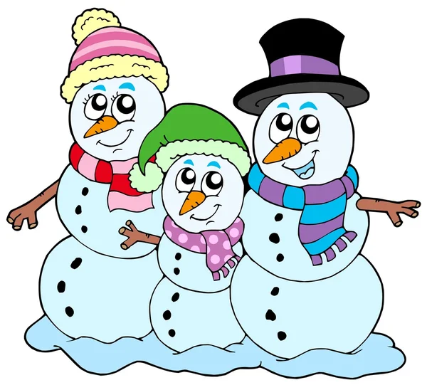 Snowman família — Vetor de Stock