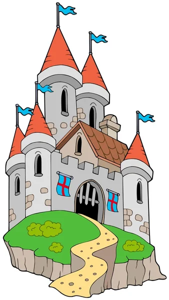 Spektakuläre mittelalterliche Burg auf einem Hügel — Stockvektor