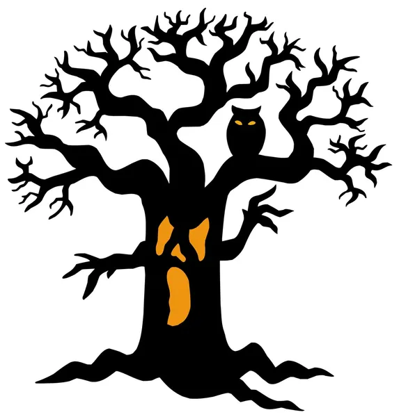 Spooky tree silhouette — Stock Vector