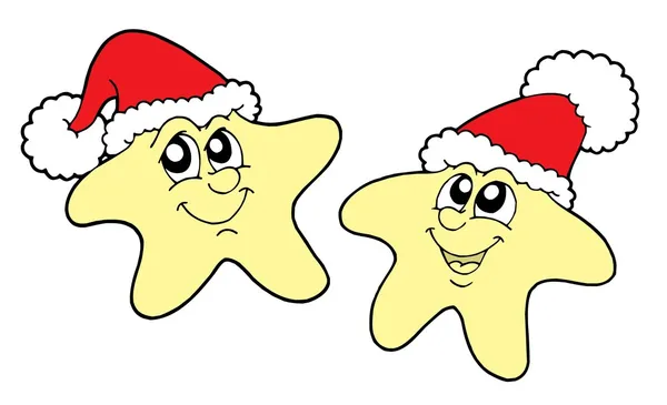Stars in Christmas caps — Stock Vector
