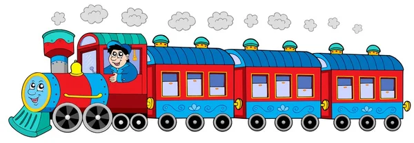 Sürücü ve vagonları lokomotif Buhar — Stok Vektör