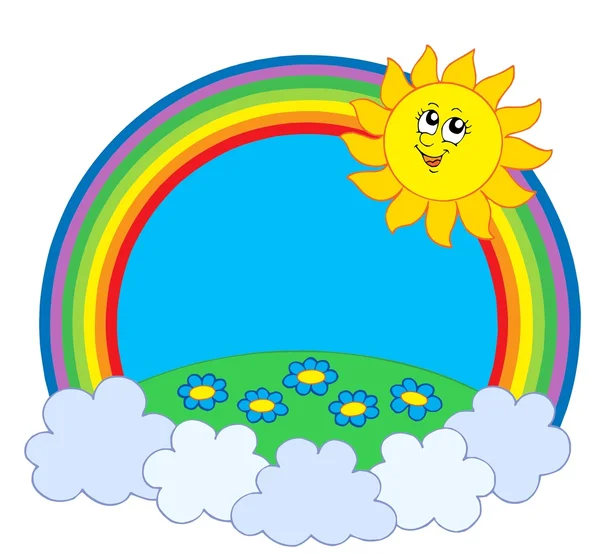 Slunce a pastviny v rainbow — Stockový vektor