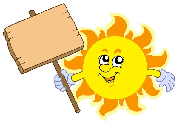 Sol de verão com mesa de madeira —  Vetores de Stock