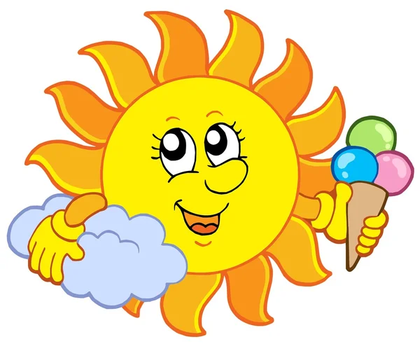 太阳与冰淇淋 — 图库矢量图片