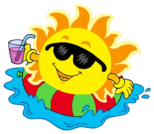 Sun with drink in water — Stock Vector
