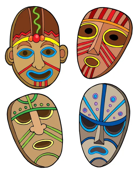 部族マスク コレクション — ストックベクタ