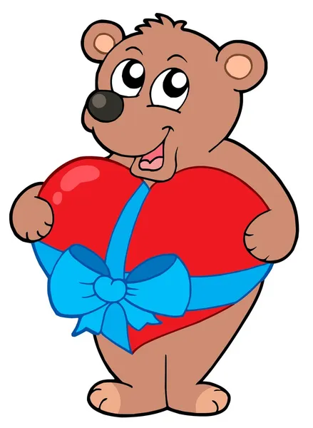 Valentine urso com coração — Vetor de Stock