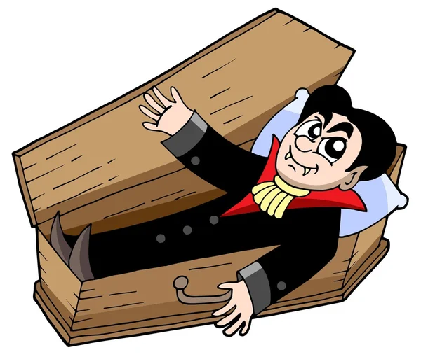 Vampire dans le cercueil — Image vectorielle