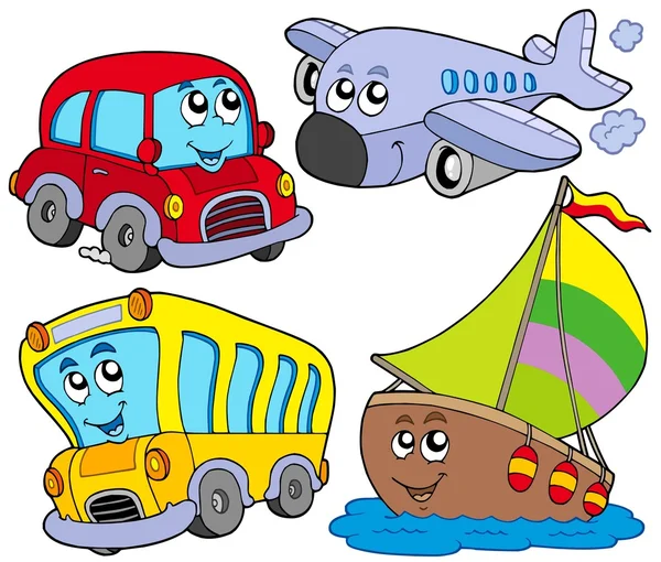 Varios vehículos de dibujos animados — Vector de stock