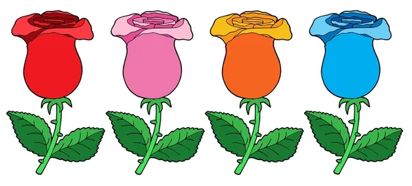 Berbagai warna koleksi mawar - Stok Vektor