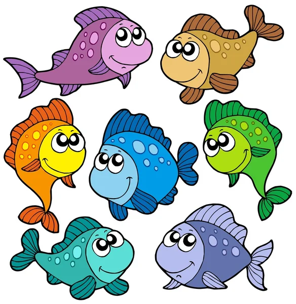Různé kolekce roztomilou ryb — Stockový vektor