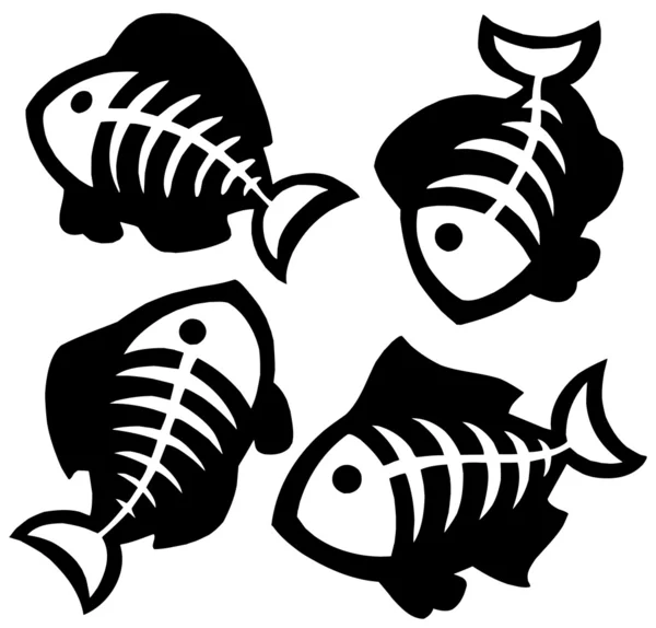 Various fishbones silhouettes — Stock Vector