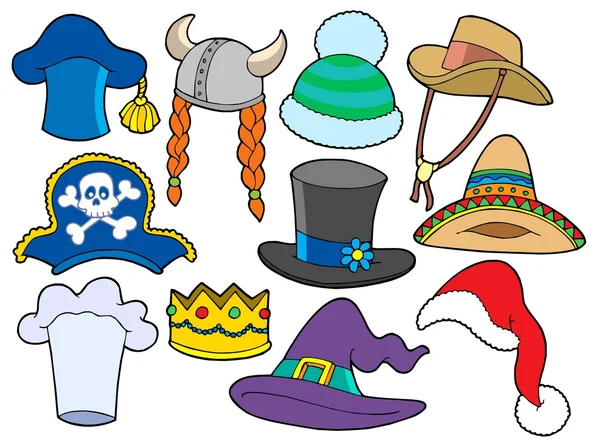Collezione cappelli vari — Vettoriale Stock