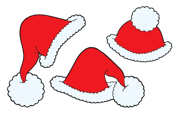 Diverses casquettes de Noël — Image vectorielle