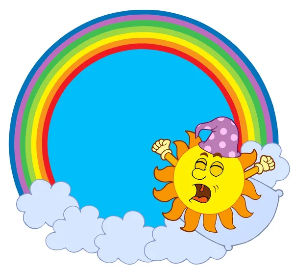 Vakna upp solen i regnbåge cirkel — Stock vektor