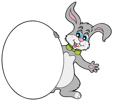 Easter bunny with big egg clipart