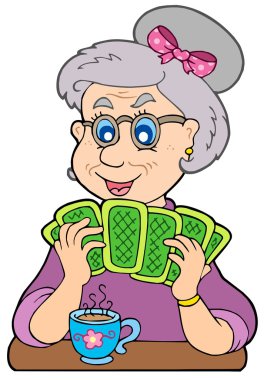 Old lady playing poker clipart