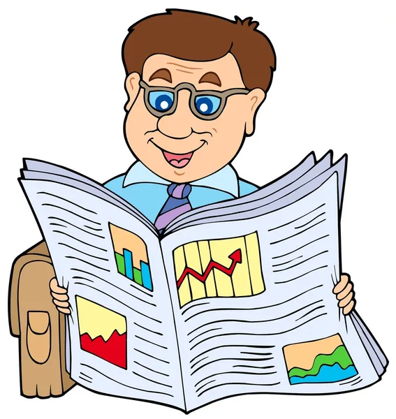 Empresário lendo jornal — Vetor de Stock