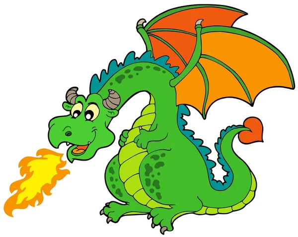 Dibujos animados fuego dragón — Vector de stock