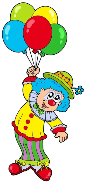 Drôle clown souriant avec des ballons — Image vectorielle