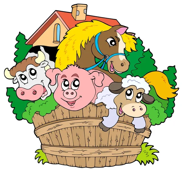Groep van landbouwhuisdieren — Stockvector