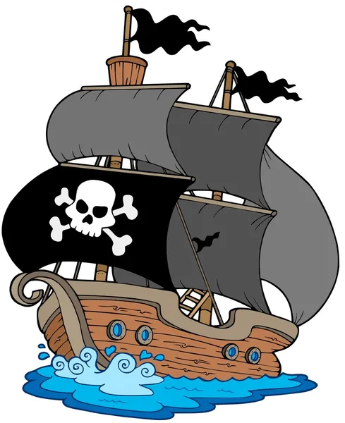 Pirate sailboat — Stock Vector