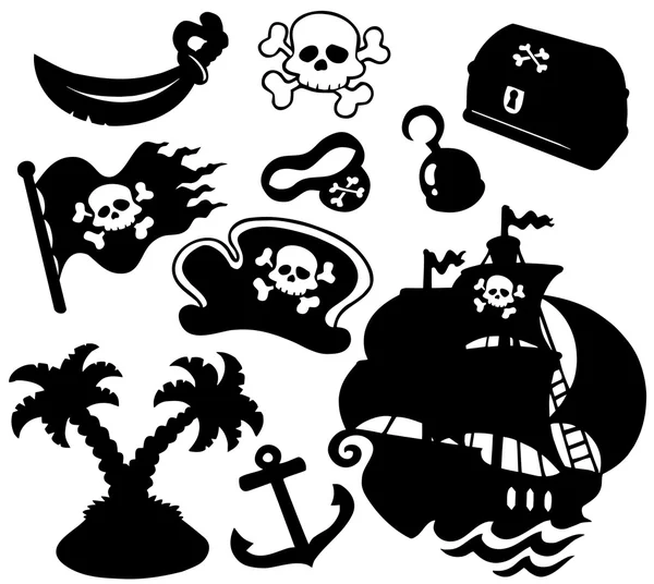 Pirate silhouettes collection — Stock Vector