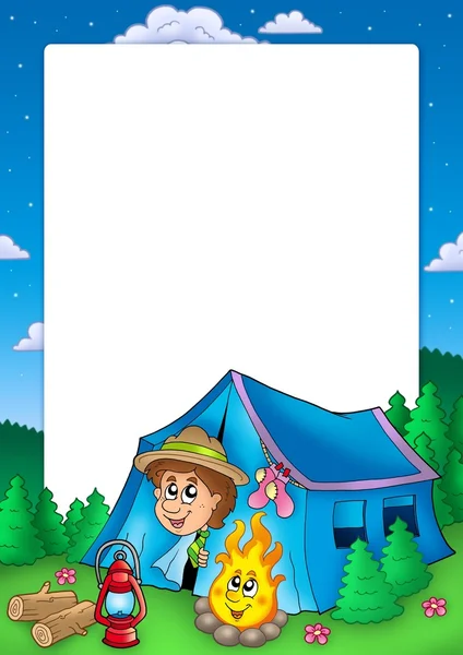 Frame met camping scout — Stockfoto