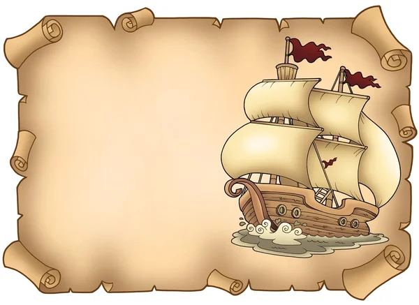 A régi vitorlás hajó pergamen — Stock Fotó