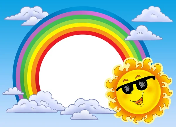 サングラスの太陽と虹フレーム — ストック写真