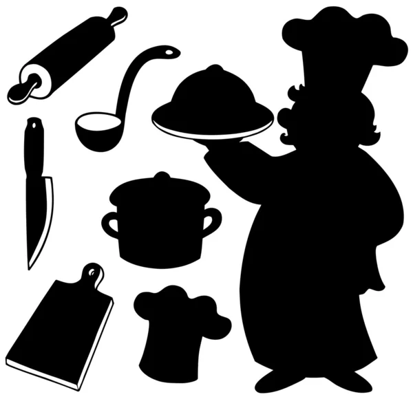 Collezione silhouette Chef — Vettoriale Stock