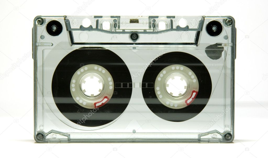 Old cassette tape isolated over a white