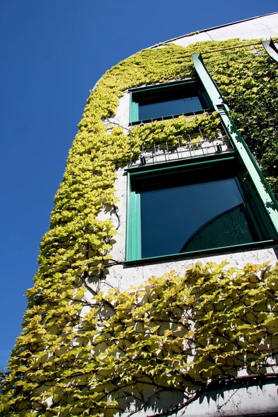 Wiosna czas - ekologiczne w nowoczesnym budynku. — Zdjęcie stockowe