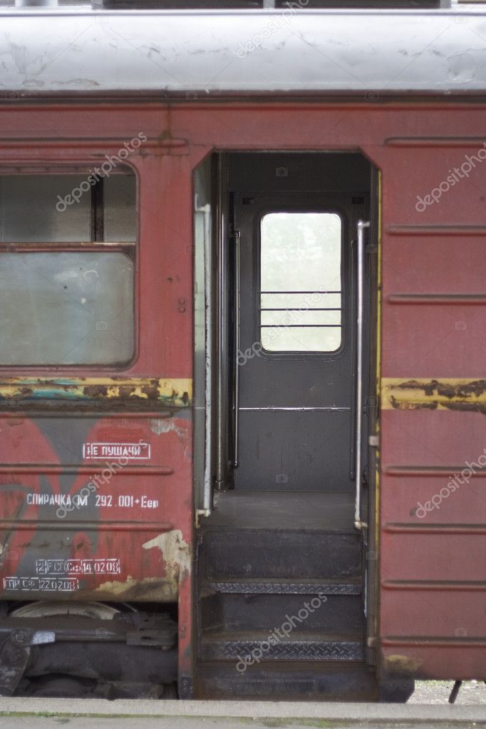 Open side door of an old train — Stock Photo © OmegaTransFer #1908353