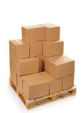 Cardboard boxes on wooden palette clipart